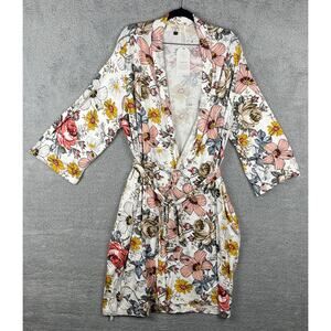 Lila Women's Full Multicolor White Rayon Spandex Floral Pattern Mia Robe